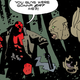 Hellboy facing off against a group of nukekubi.